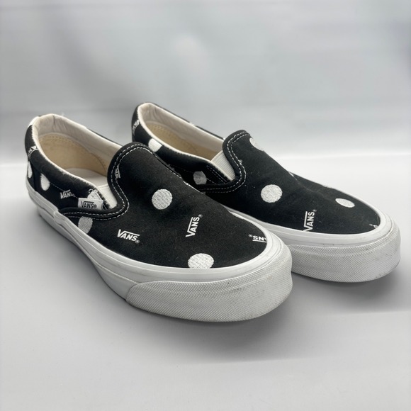 Vans Shoes - Vans Slip-On Women Size 7 Black Polka Dot Vault Originals Sneakers